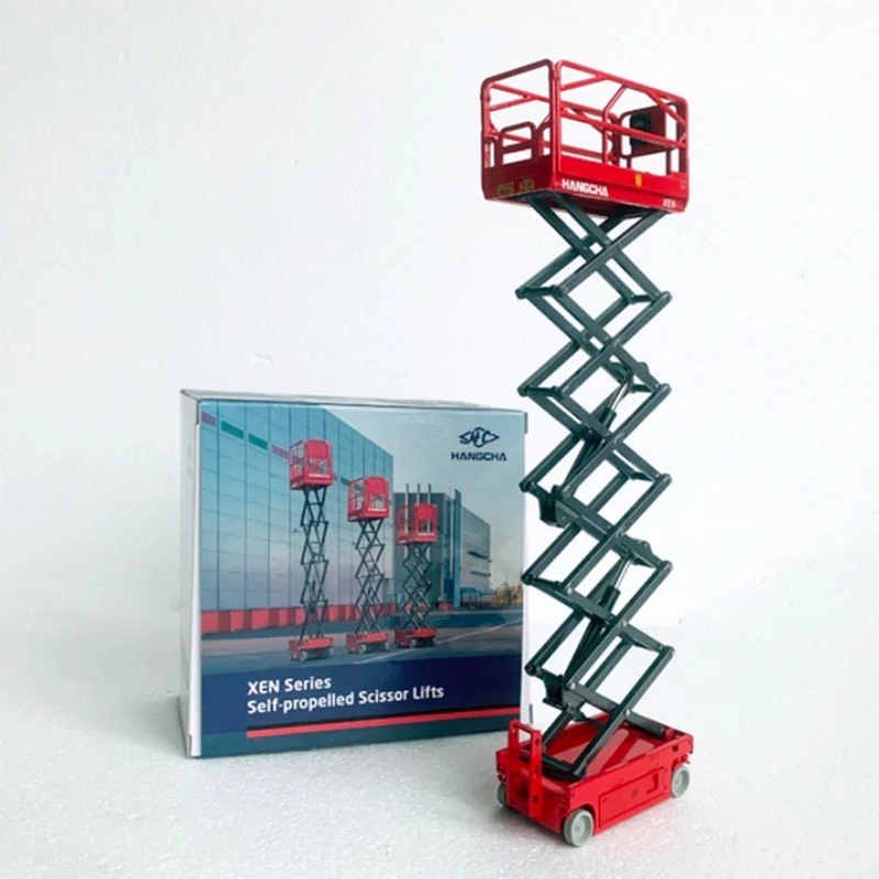 Diecast 1:30 Scale Hangcha 140XEN Self-propelled Scissor Lifts Alloy Engineering Vehicle Model Collection Souvenir Ornaments