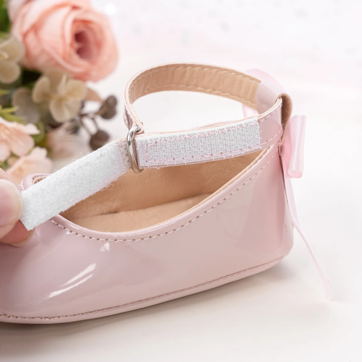 Baby Mädchen Mary Jane Ballerinas aus Lackleder mit Schleife, Prinzessinnen-Kleiderschuhe, rutschfeste weiche Sohle, für Kleinkinder, Prewalker, Party – Detail 19