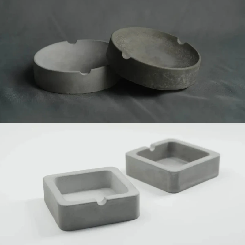 Round Concrete Ashtray Silicone Mold DIY Square Tray Ashtray Molds For Office Decoration Cement Clay Mould