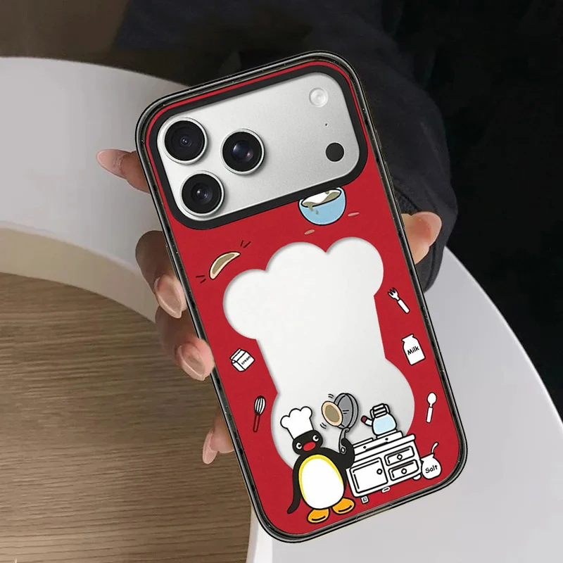 

Cute Wave Chef Penguin Acrylic Black Border Magnetic Phone Cover for IPhone 12 13 14 15 16 17 Pro Max Case for IPhone 17 Air