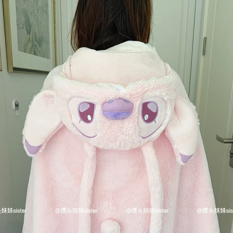 

Плюшевая накидка с капюшоном в стиле вышивки — розовый костюм аниме-плащ с ушками, мягкая куртка Kawaii для Хэллоуина и одежды для отдыха