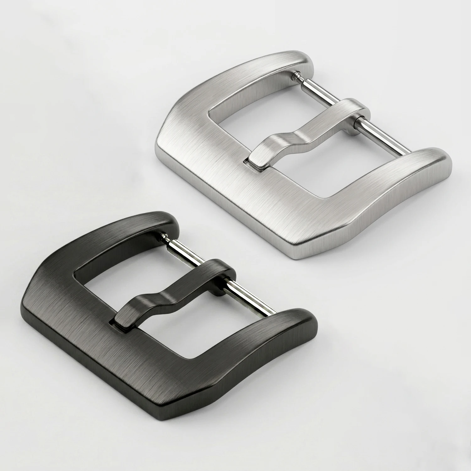 

Brushed Solid 316L Stainless Steel Buckle 18mm 20mm 22mm 24mm Heavy Duty Pin Clasp for Thick Watch Strap Black Silver