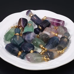 1pc Random Shape Natural Stone Crystal Quartz Pendant Perfume Bottle Charms for Jewelry Making Supplies DIY Necklace Accessories