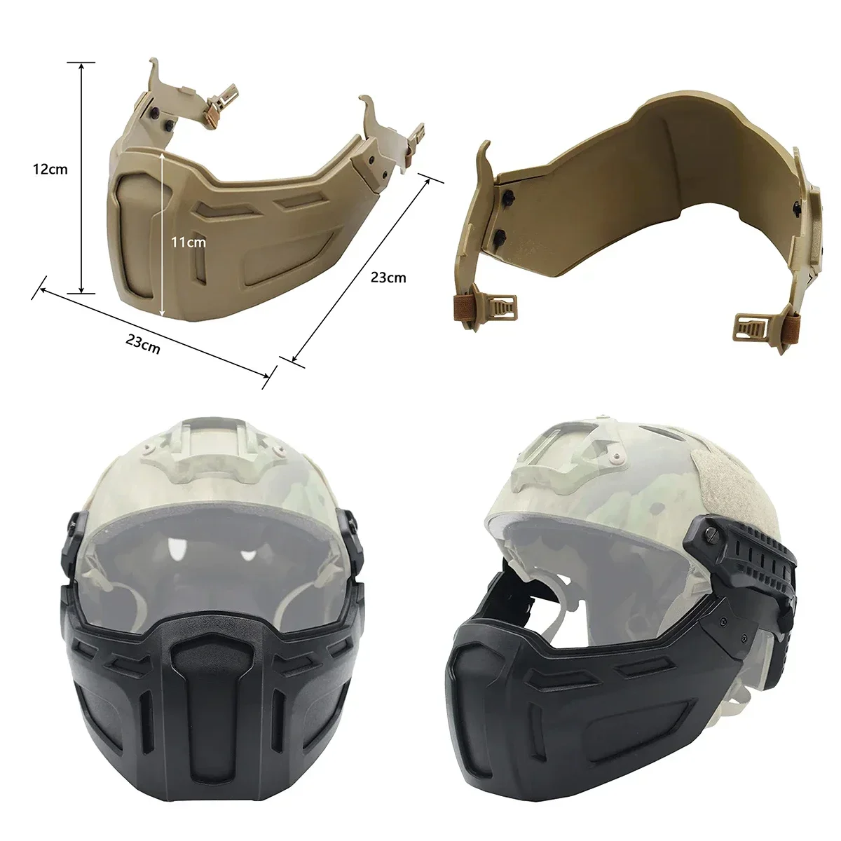 Adjustable Tactical FAST Helmet Flip Goggles With Half Face Mask Airsoft Paintball CS Game Protection Goggles Windproof Anti Fog