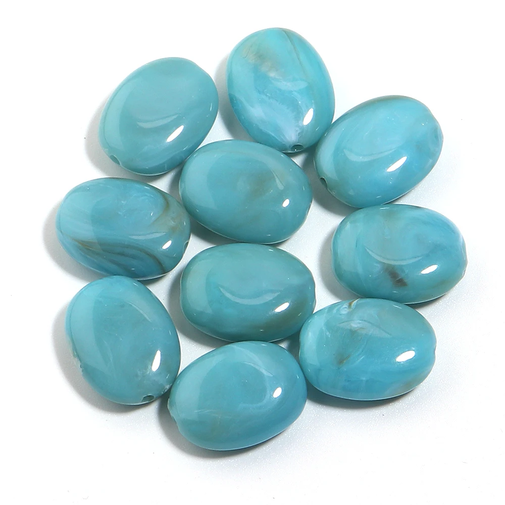20 stuks 15x19mm Dubbele Kleur Ovale Acryl Kralen Imitatie Jade Steen Losse Spacer Kralen Voor Sieraden Maken DIY Armband ketting