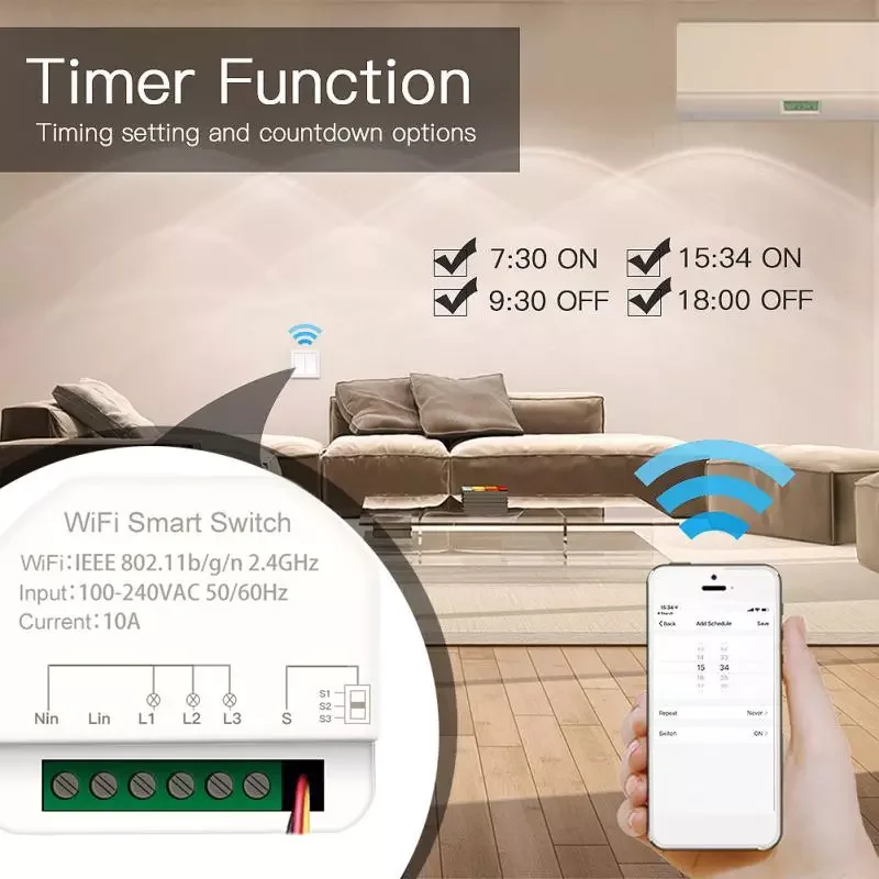 Tuya WiFi Smart Switch 3 Channel Smart Home Wireless Breaker Voice Timer Relay Smart Life APP Remote Control For Alexa Google