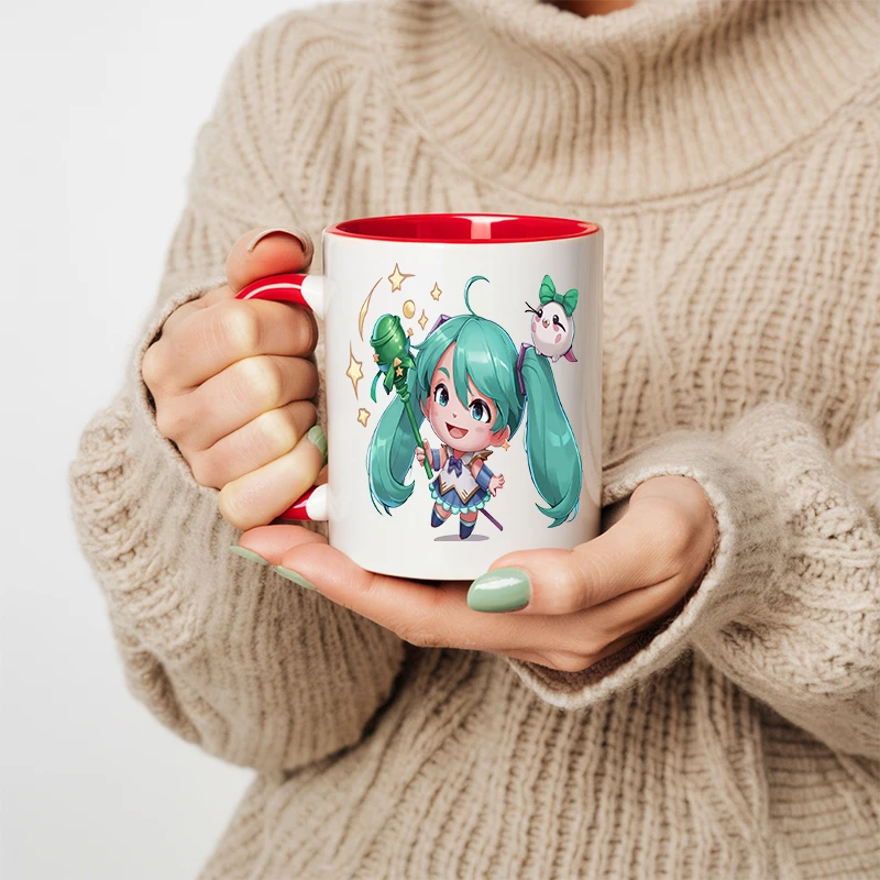 11oz Anime Hatsune Miku Kawaii Cute Creative Simple Ceramic Mug Mug Family Office School Gift Daughter Friends Family