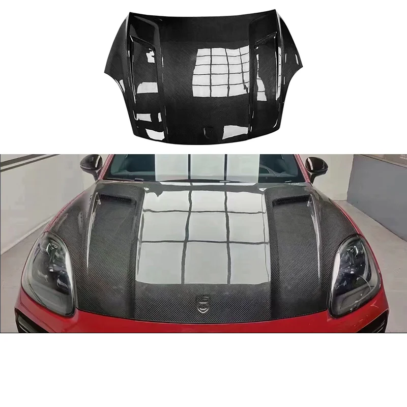 Carbon Fiber Engine Cover for Porsche Cayenne 9Y0 18-22 modified Bonnet hood scoop body kit Car Accessories