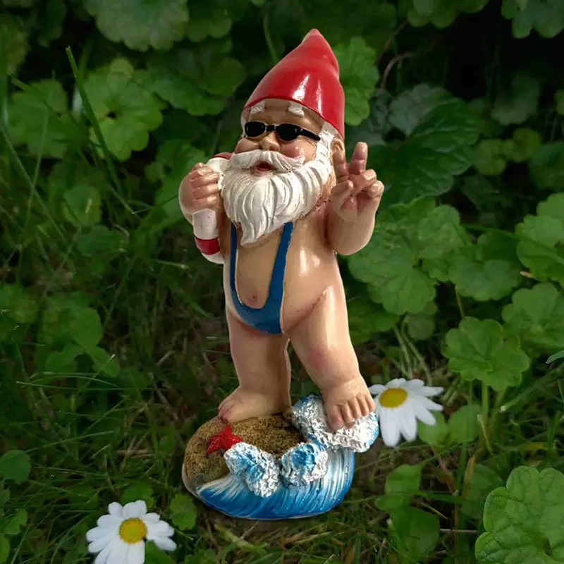 Garden Gnome Statue Lawn Decoration Outdoor Gnome Statue Fun Cute Garden Sculpture Dwarf Decoration