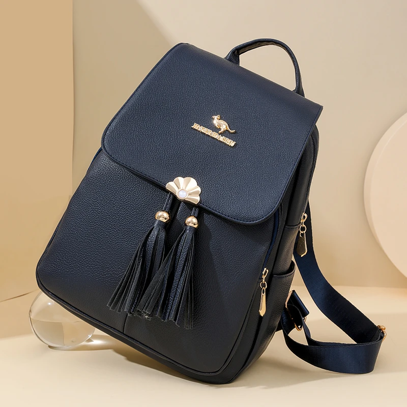 

Сплошной цвет, модный рюкзак из искусственной кожи с кисточками, откидная молния, универсальная дорожная сумка, лидер продаж 2025, сумки для женщин Bolsas Femininas