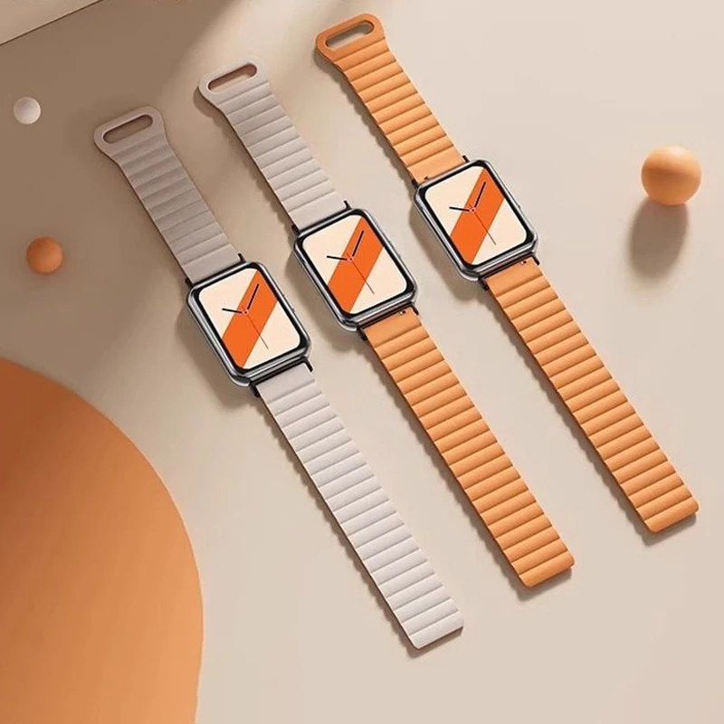 حزام مغناطيسي من السيليكون الناعم لساعة Xiaomi Smart Mi band 9 pro/8 pro حزام بديل سوار رياضي كوريا Redmi Watch 4 5 6 band