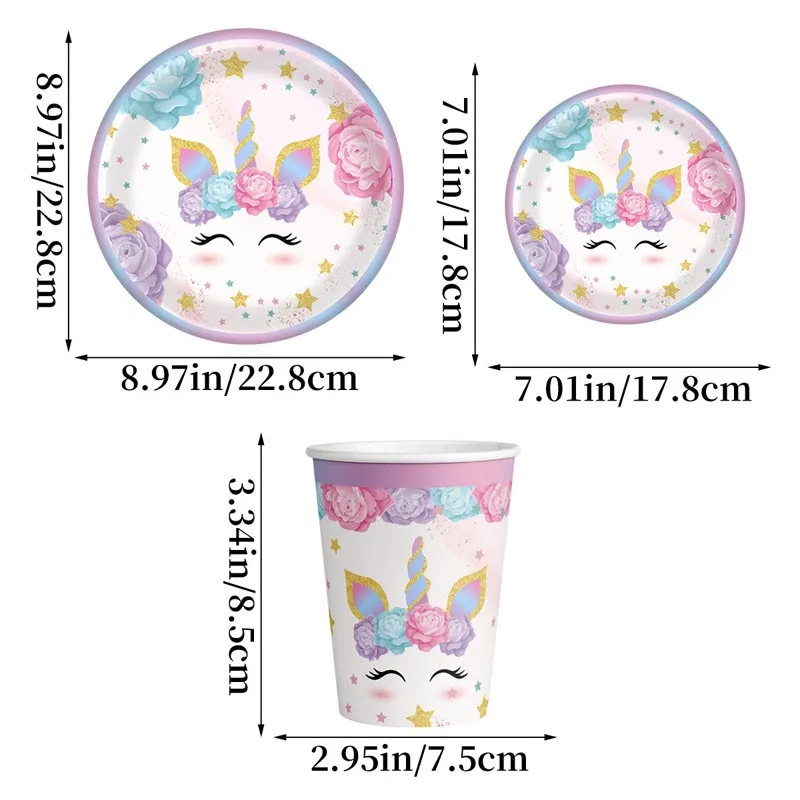 Einhorn Geburtstag Party Einweg Tasse Teller Serviette Dekoration Glücklicher Kindertag Mädchen Prinzessin Baby Shower Party Supplies Geschenk – Detail 3