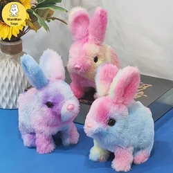 Simulazione di peluche per animali domestici il coniglio mimetico elettrico con occhi neri può saltare e chiamare i bambini per giocare con i giocattoli elettrici per animali domestici