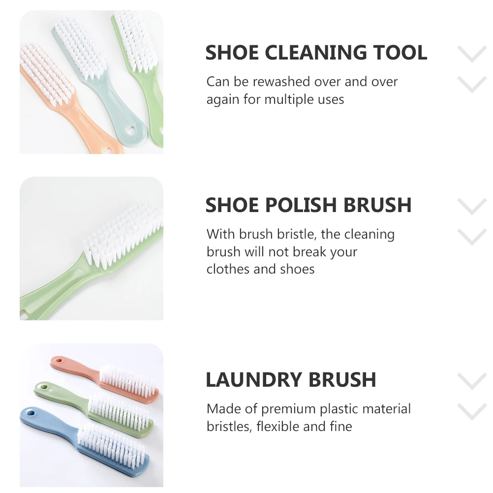 

3pcs Multifunctional Cleaning Brushes Premium Plastic Great Power Household White PP Long H Laundry Reusable Tool