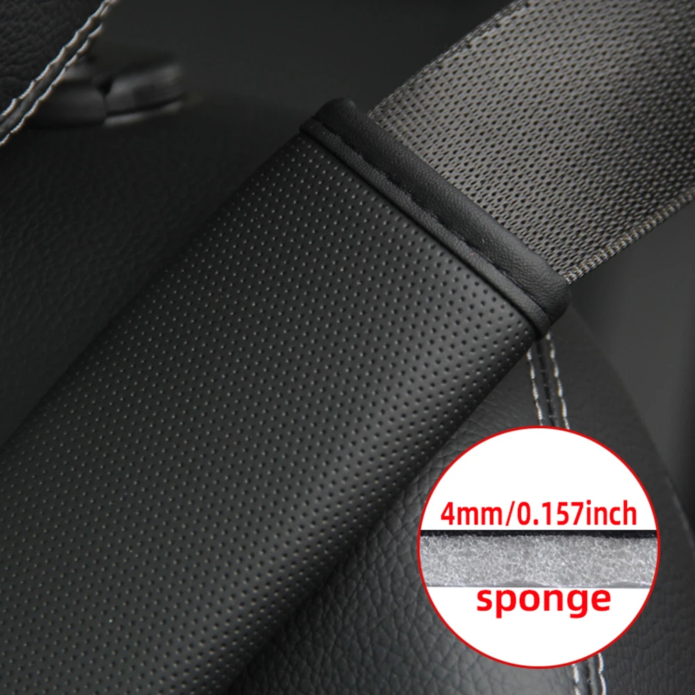 1PCS PU Leather Embossed Car Seat Belt Shoulder Cover Decompression Comfort Car Accessories Safety Belt Protective Cover