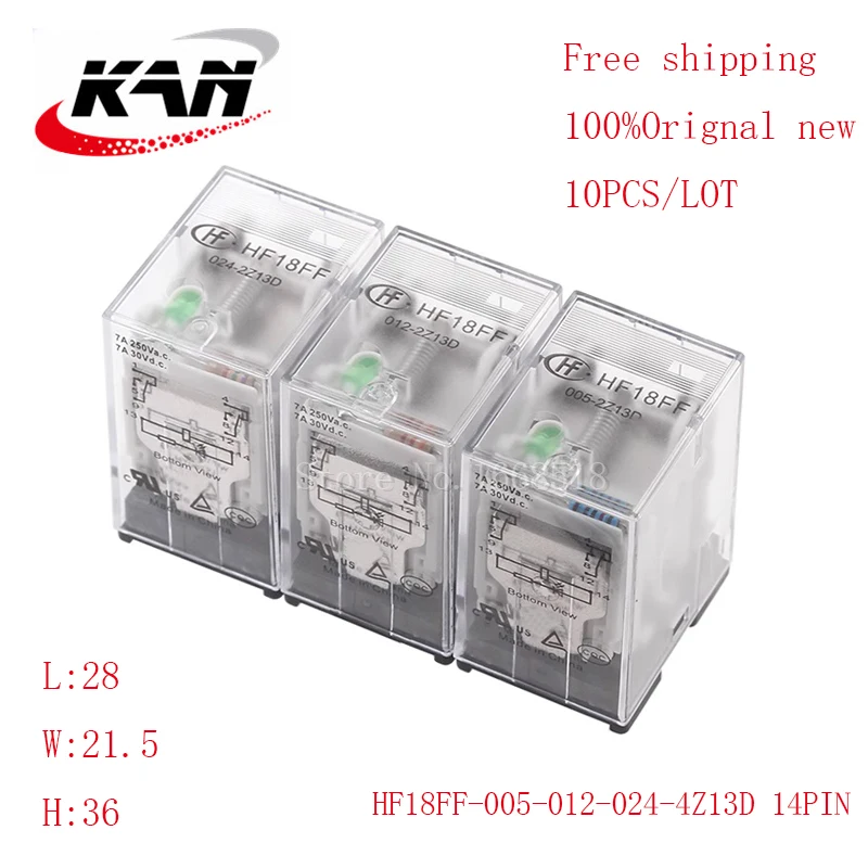 

Free shipping 10pcs relay HF18FF-005-4Z23D HF18FF-012-4Z23D HF18FF-024-4Z23D 5VDC 12VDC 24VDC 5A 250VDC 14PIN Original New