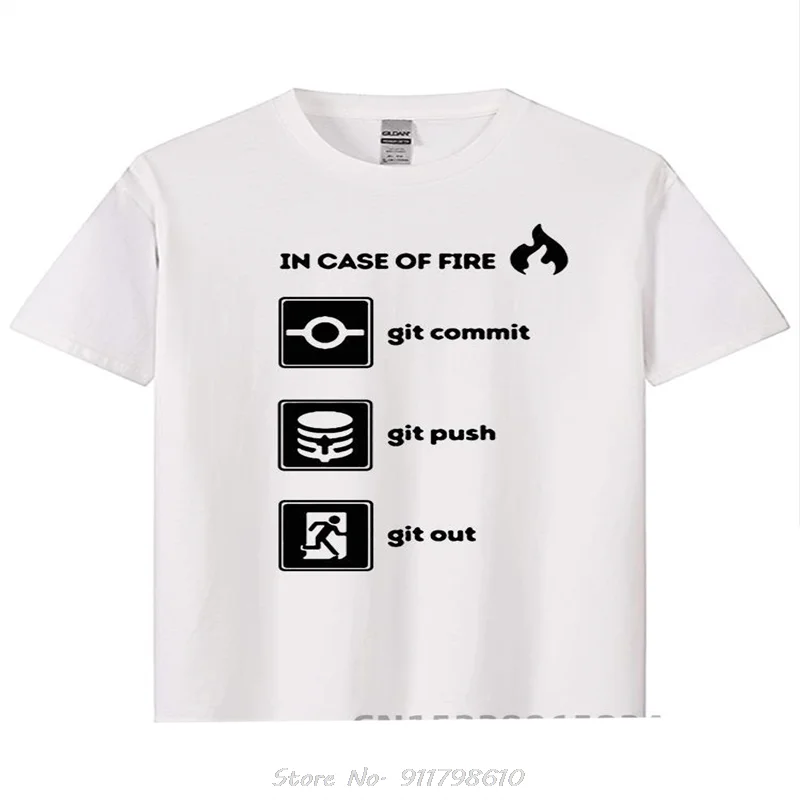 الصيف القطن أعلى جودة مضحك مبرمج قميص-في حالة النار Git Commit دفع خارج الجرافيك تي شيرت الاتحاد الأوروبي حجم اللياقة البدنية تي شيرت #3