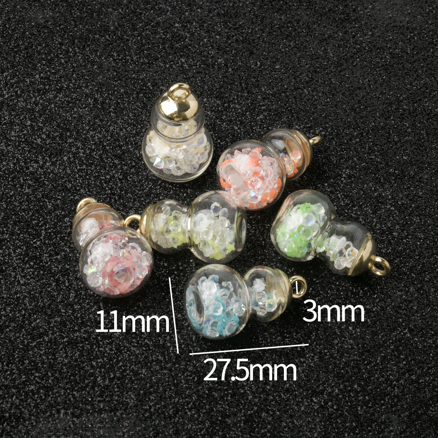 10Pcs 28x16mm Transparent Gourd Glass Bottles Luminous Beads For Charms DIY Nacklace Bracelets Pendant Accessories Crafts Making