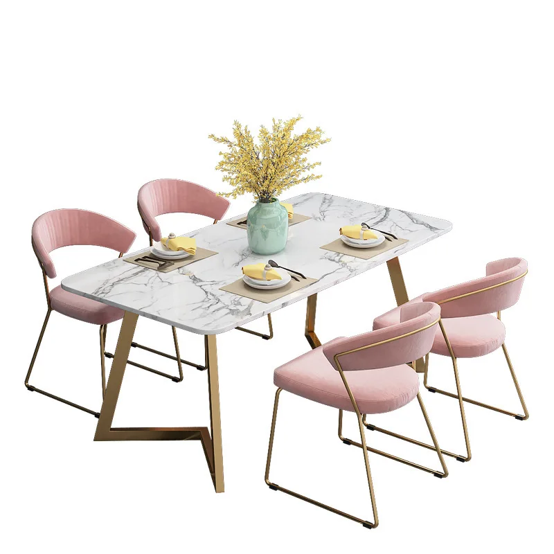 

Chair marble dining table and chair combination cafe milk tea dessert shop cushion