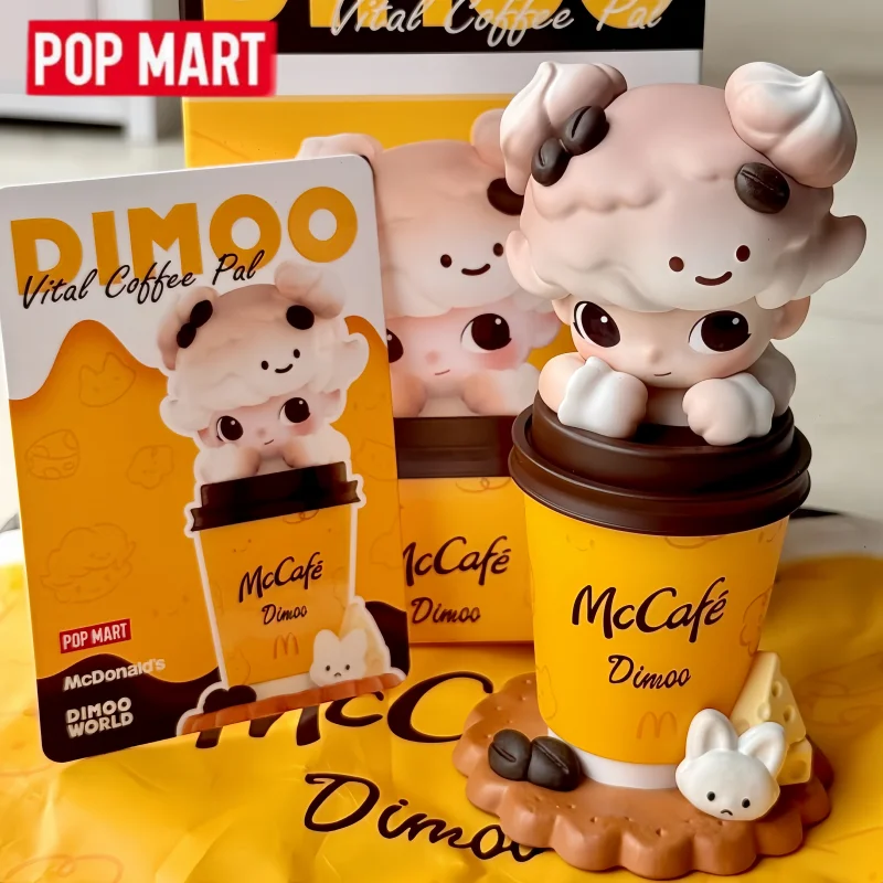 Коллекционная фигурка POP MART Dimoo McDonald's Collab: Слепая коробка-сюрприз, серия McCafé McFlurry, модная игрушка, декор для рабочего стола, подарочная коробка-сюрприз