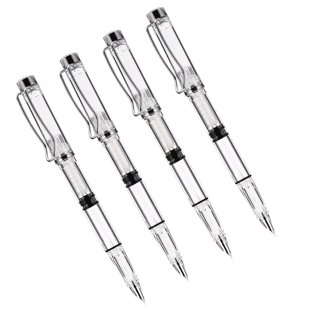 

4 Pcs Fountain Pens Transparent Small Calligraphy Pens for Students Smooth Writing Portable School Supplies