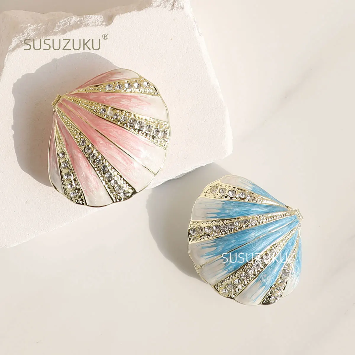 

SIQIZHOU Shell Hand Painted Enameled Jewelry Trinket Box Animal Figurines Jewellery boxes Hinged Collectibles Ring Holder