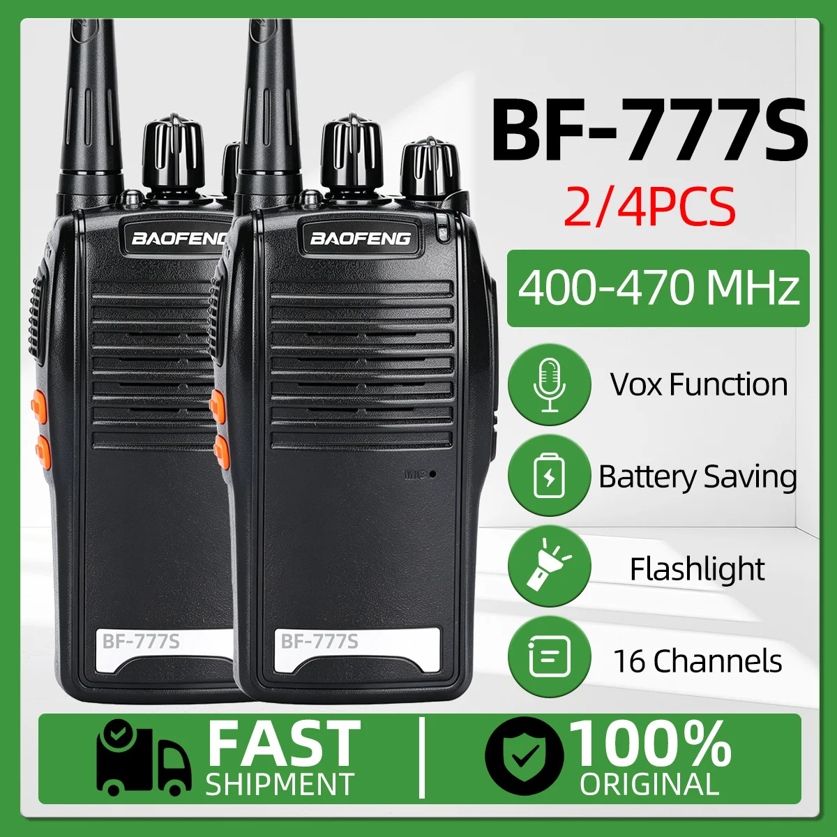 宝峰-bf-777s-長距離無線機-uhf-400-470mhz-16チャンネル-1500mah充電式ポータブル双方向無線機-アウトドア用