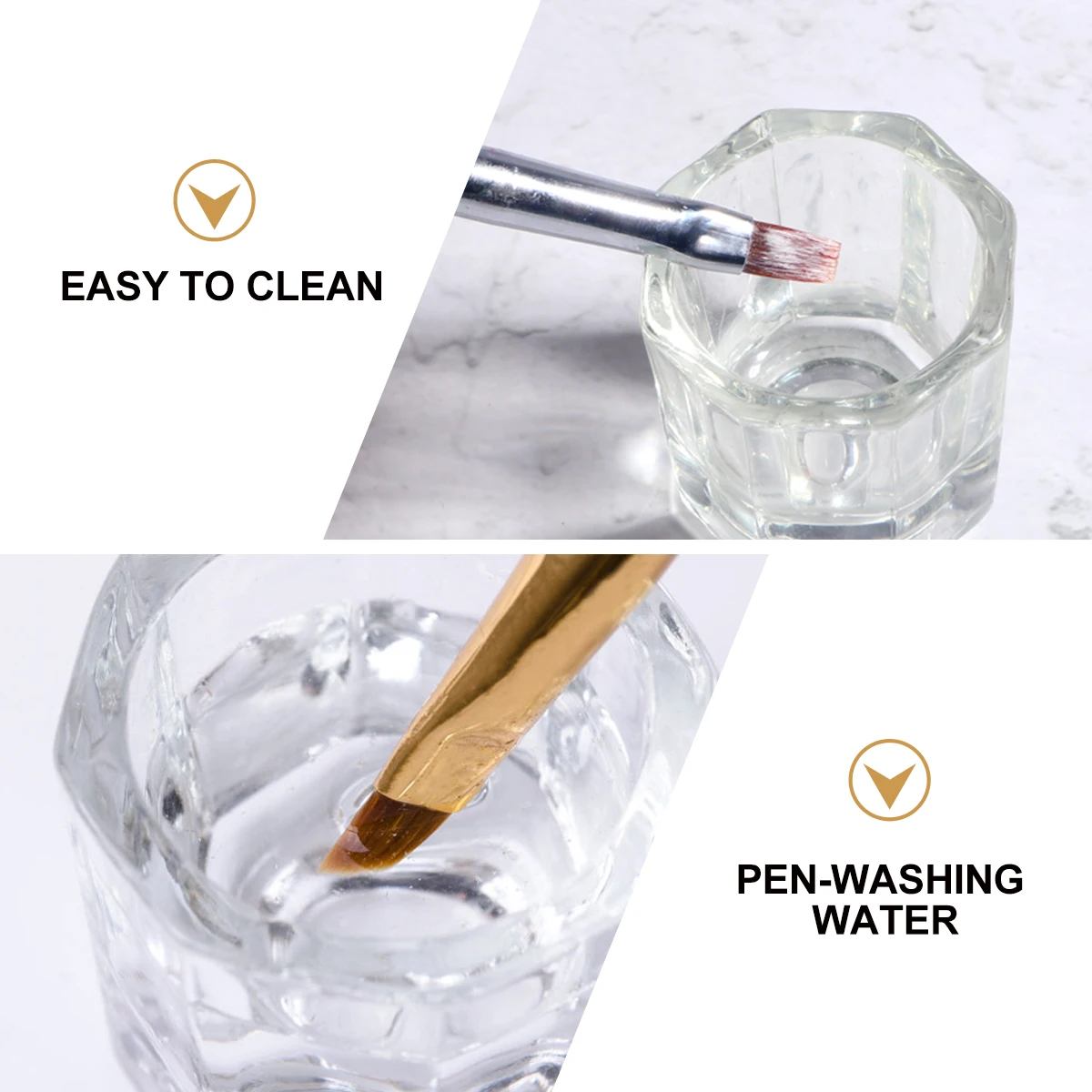 2Pcs Nail Art Crystal Cups Mini Glass Dustproof Storage Boxes Lids for Acrylic Liquid Powder Mixing Professional Salon DIY