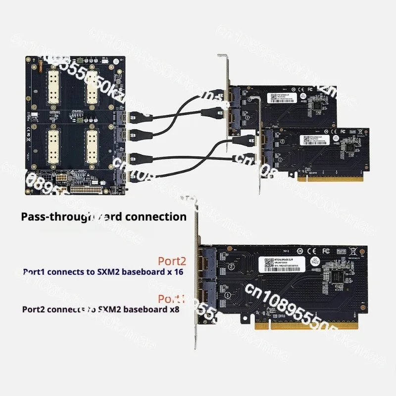 V100 SXM2 Graphics Card Adapter, PLX8749 NVLINK Lite Dual Card Board for AI Computing