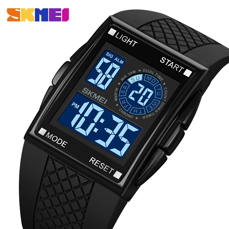 Luxury 2Time Digital Watch Fashion Brand SKMEI Men\'s Watches Outdoor Stopwatch Led Light Electronic Clock Life Waterproof Reloj