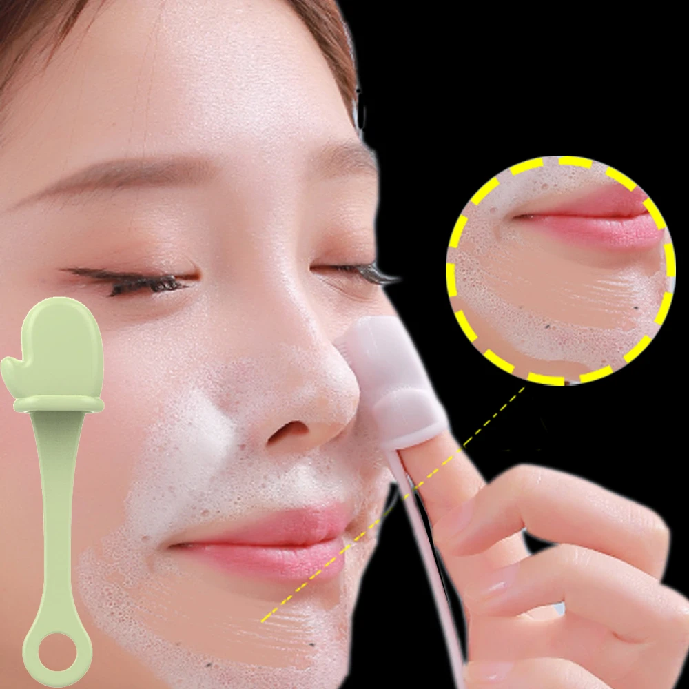 Small Finger Silicone Cleaning Nose Brush Facial Pore Cleaner Portable Blackhead Double-sided Massage Brushes Washing Nose Brush