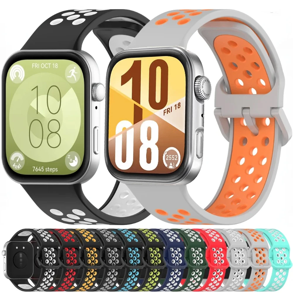Zweifarbiges Silikonarmband für Huawei Watch Fit 4/4 Pro, weiches, bequemes Sportarmband, Armband Correa Huawei Watch Fit 3 Zubehör