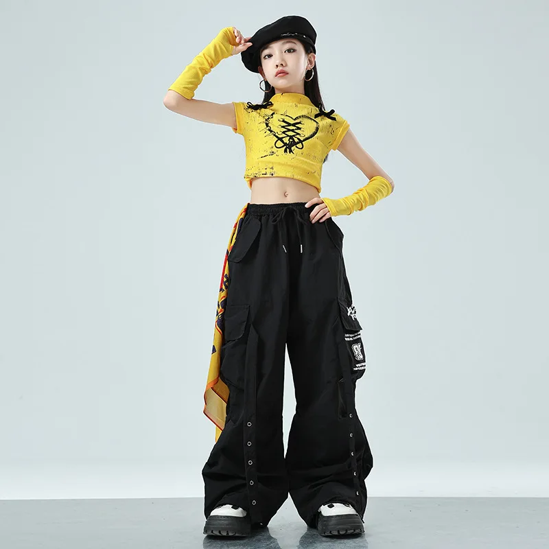 Hip Hop Mädchen K-pop Crop Top Street Dance Röcke Jungen Sweatshirt Cargo Hosen Kinder Streetwear Kinder Jazz Kostüme Kleidung Sets