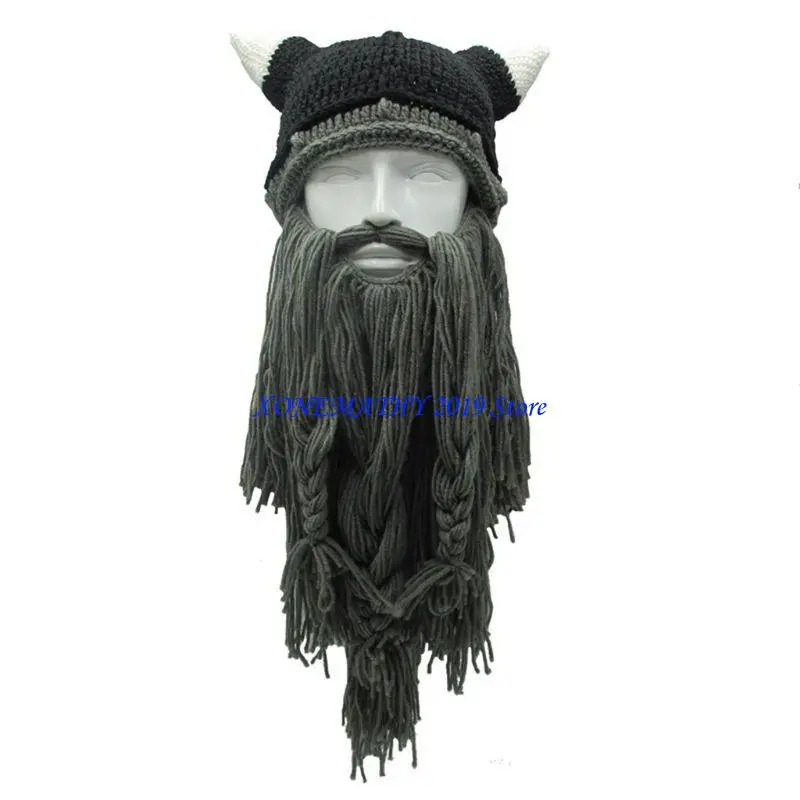 F42F قبعة صغيرة رائعة من البربري المتشرد للهالوين قبعات صوف متماسكة مبتكرة