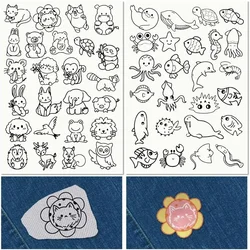 50Pcs Sea Animals Water Soluble Embroidery Patterns Ocean Summer Turtle Hand Sewing Stick and Stitch Transfers Paper Stabilizers