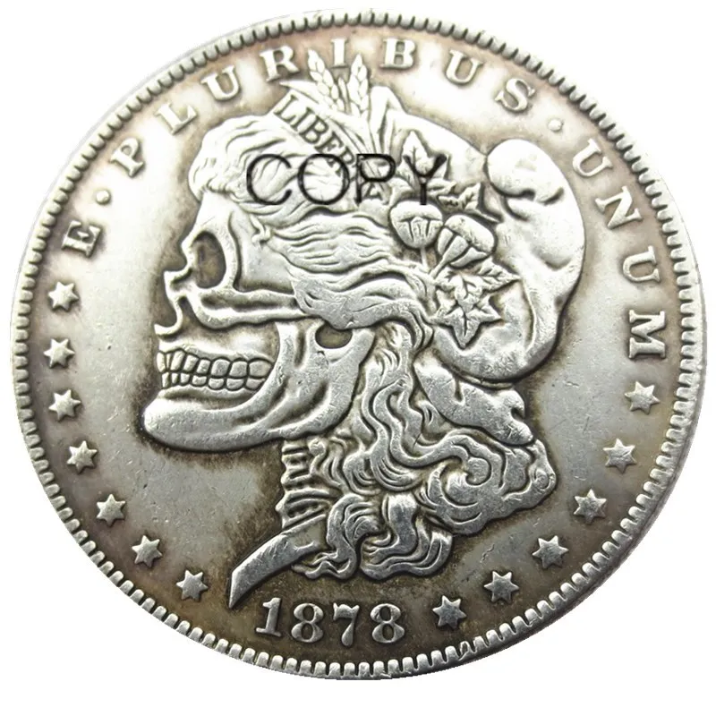 US Head-To-Head Two Face 1878/1879 Morgan Dollar skull zombie skeleton Silver Plated Copy Coins