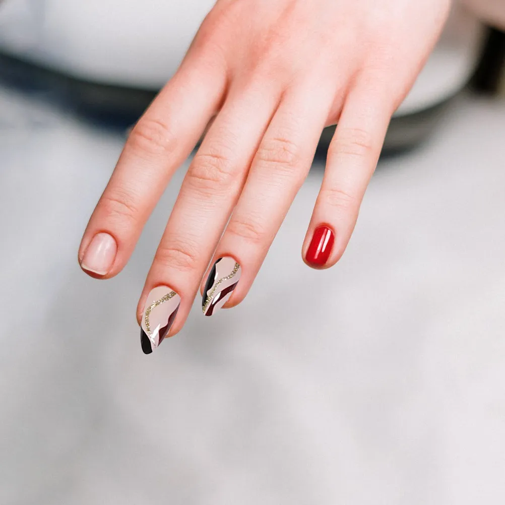 

48Pcs Detachable False Nail Full Cover Long Fake Nails Tips Reusable Salon Home Manicure Fake Nail Decorations