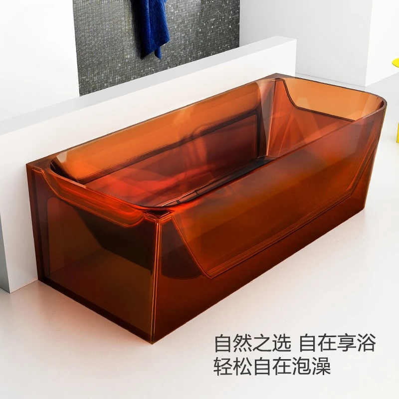 

Transparent Resin Bathtub Household Freestanding Rectangular Internet Celebrity Bathtub Cross-border