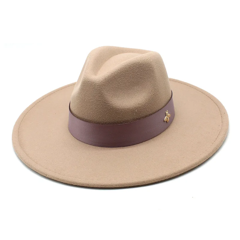 

9 5cm Big Brim Woolen Bowler Hat Fashion Light Purple Gray Top Hat Peach Heart Top Big Brim Jazz Top Hat One Piece Dropshipping