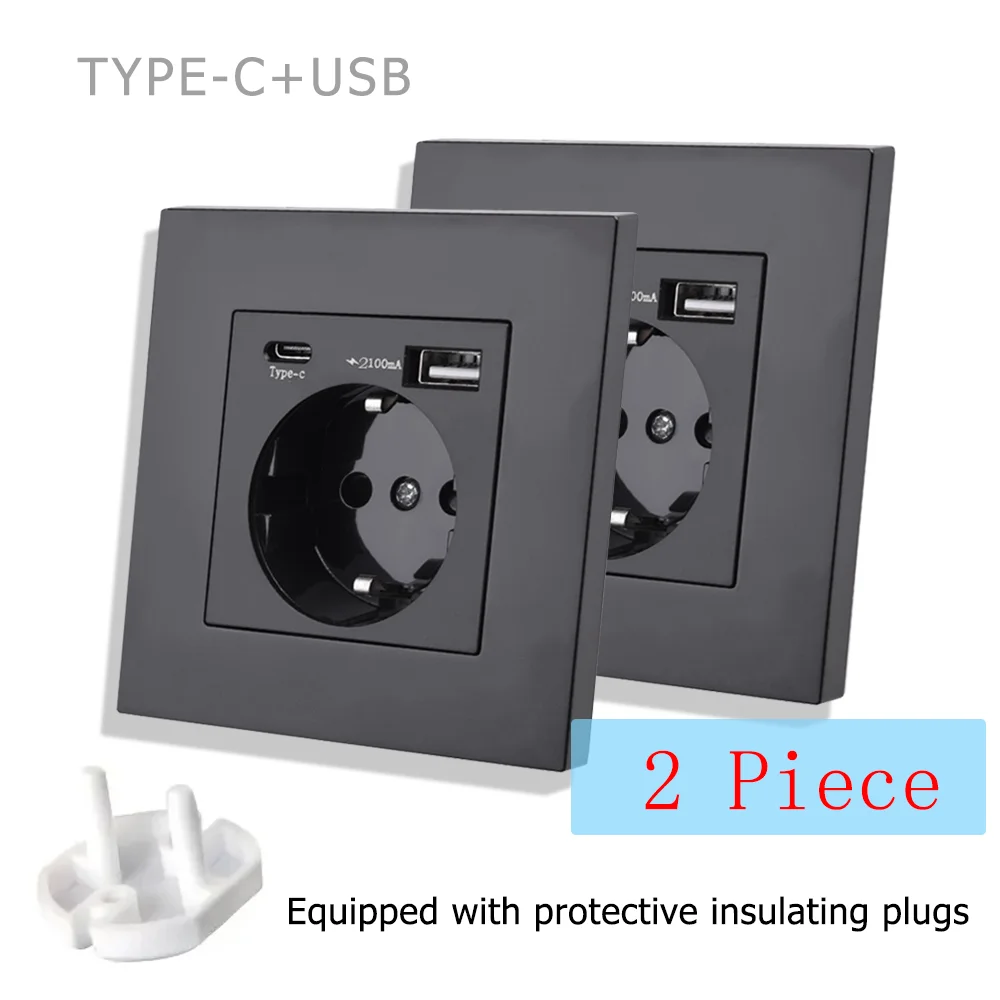 16A الاتحاد الأوروبي القياسية الجدار مقبس كهربائي نوع-C USB شحن المخرج التيار المتناوب 110 ~ 250 فولت مقبس الطاقة لوحة المواد الكمبيوتر لشحن الهاتف