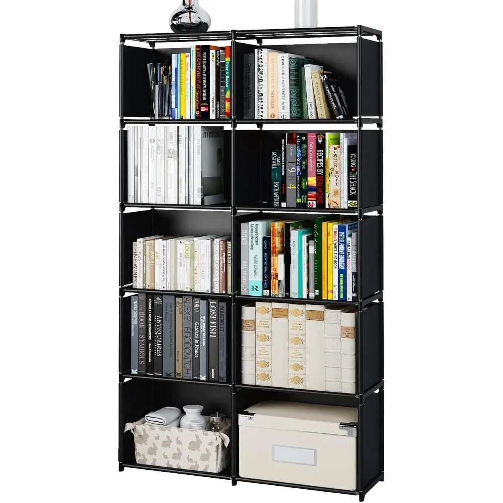 

Assembled Storage Rack, Bedroom Living Room Vertical Cabinet Bookshelf, Double Row 10-Grid Multi-Functional Storage Equipment