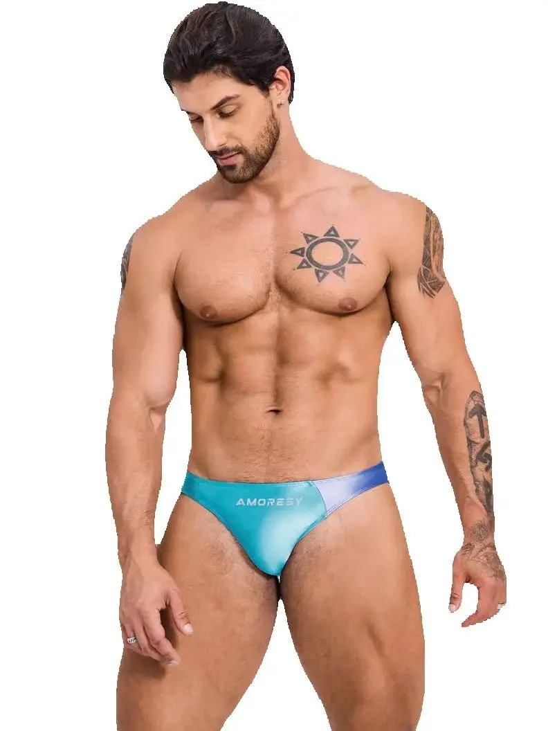 know dream Costume da bagno triangolare comodo sportivo sexy a vita ultra bassa con blocchi di colore da uomo