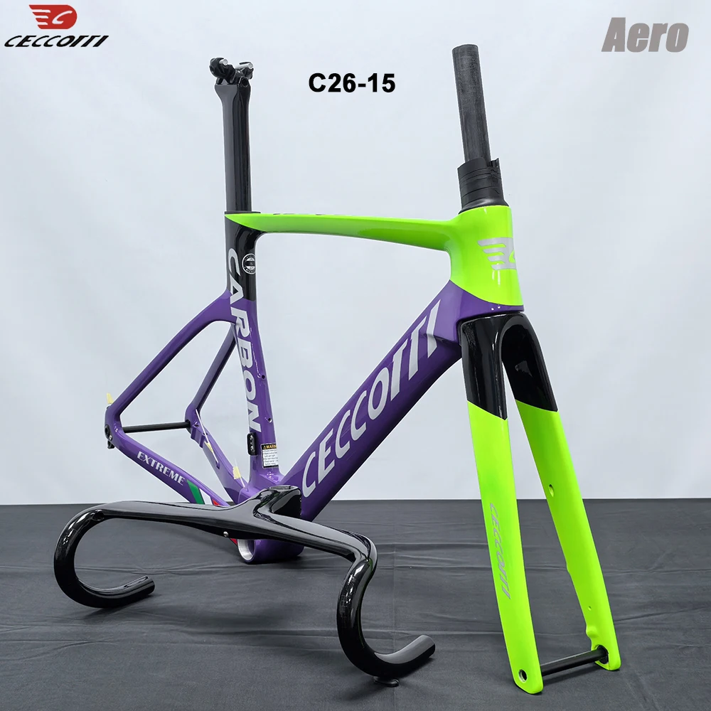 

CECCOTTI Карбоновая рама Дисковый тормоз 700*32C AERO Рама шоссейного велосипеда BSA T47 Полный внутренний трос с рулем DI2 ОБНОВЕННЫЙ