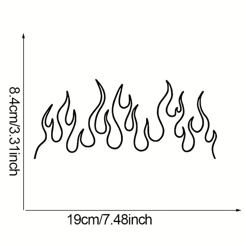 1Pc Minimalist Black White Flame Vinyl Sticker, Waterproof Decal for Car, Motorcycle & Bike Decor