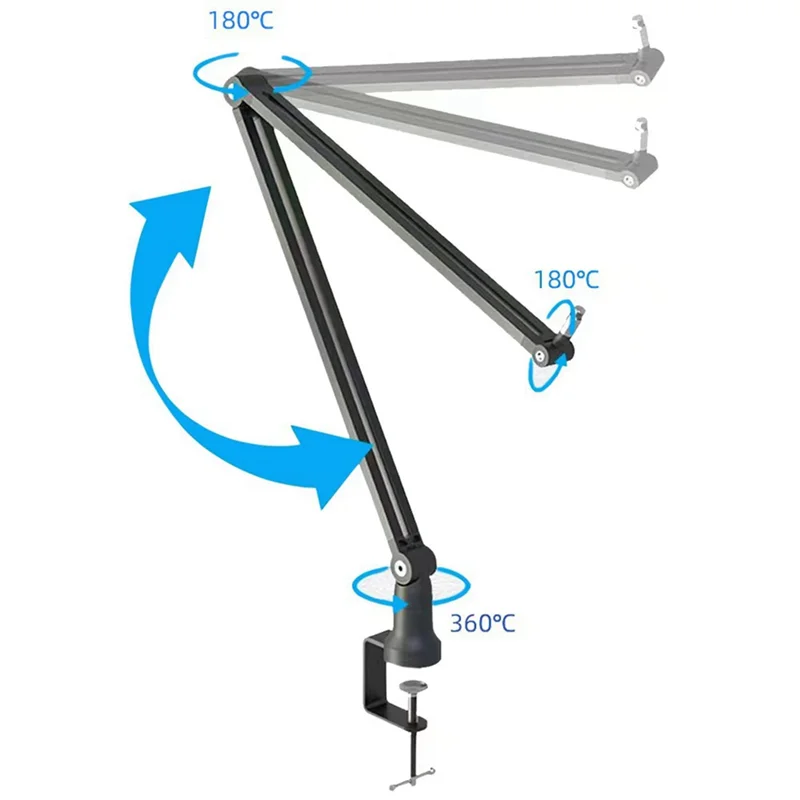 QWE-Universal Adjustable Boom Arm Stands Metal Suspension Scissor Microphone Stand For Gaming Studio Radio Media