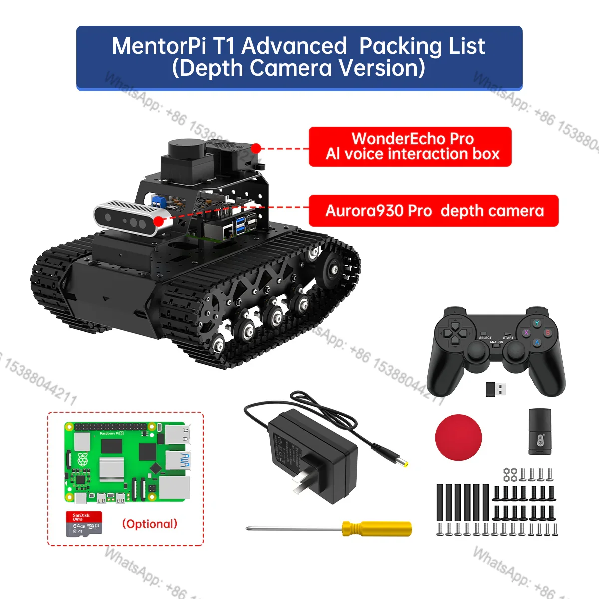 Hot Hiwonder MentorPi Tank Chassis Raspberry Pi Car, ROS AI Coding with LLMs ChatGPT, SLAM and Autonomous Driving