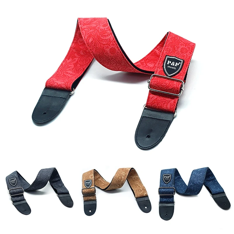 Men Women Fashion Guitar Shoulder Strap Universal Vintage Adjustable Denim Cotton Belt For Acoustic Electric Bass Guitars
