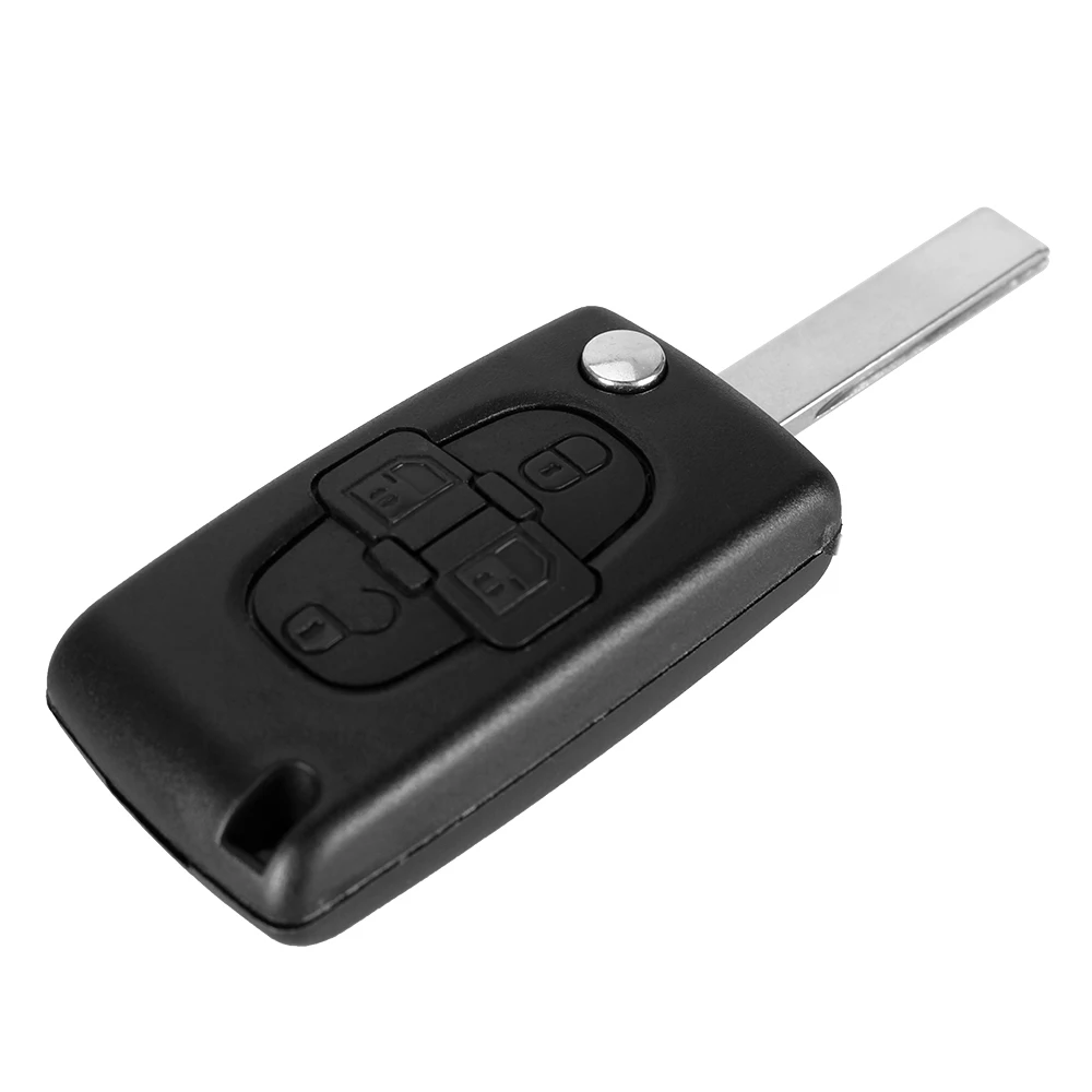 KEYYOU-funda para mando a distancia, carcasa para mando a distancia con tapa de 4 botones para Peugeot 1007, Citroen C8, hoja sin cortar con ranura