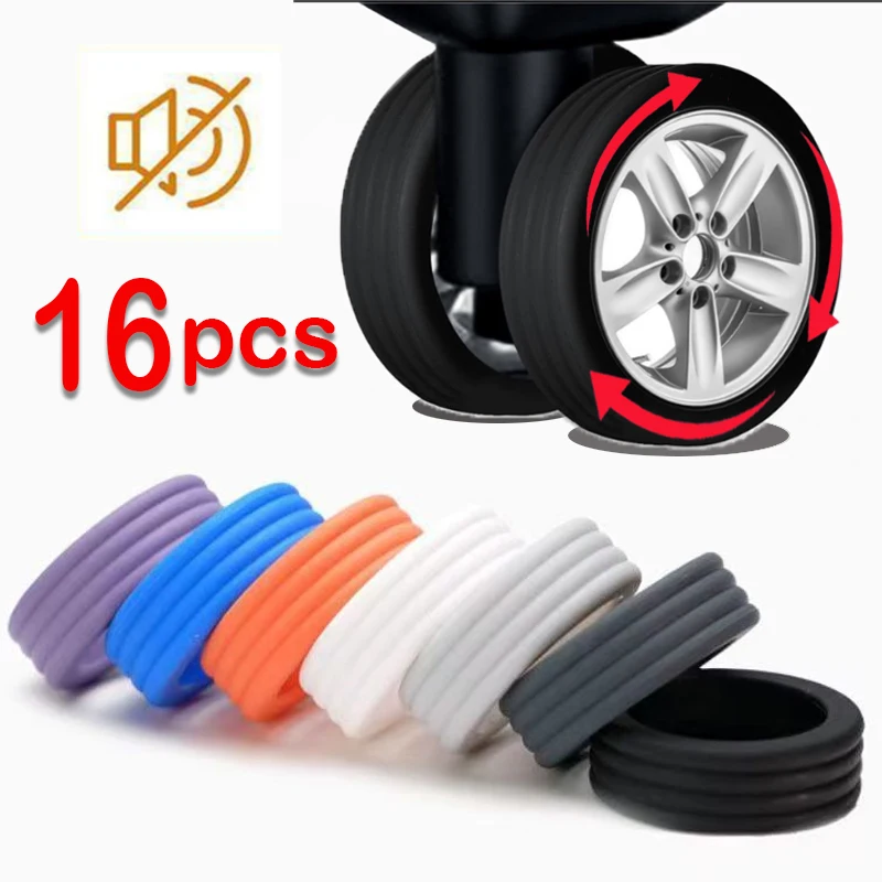 Luggage Wheels Protector Silicone Wheels Caster Shoe Trolley Case Reduce Noise Silent Caster Sleeve Luggage Suitcase Accessories