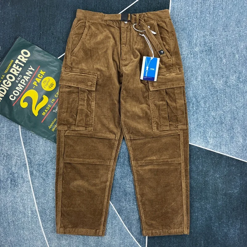 

Heavyweight 100% Cotton Corduroy Workwear Pants for Men Autumn Winter Multiple Pocket Loose Straight American Vintage Casual